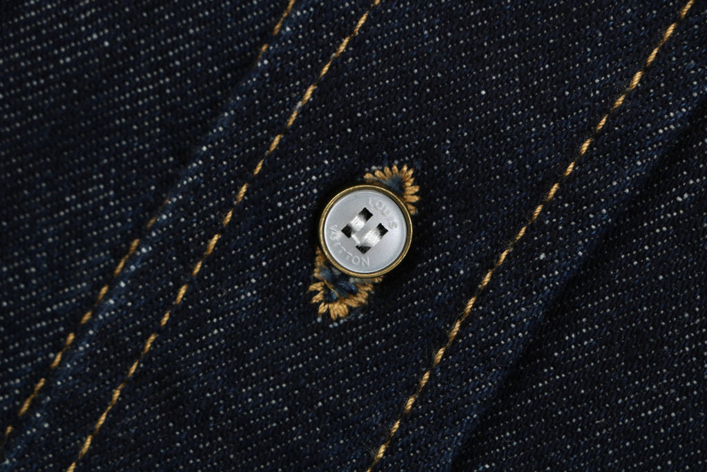 Louis Vuitton LV Monogram Leather Tab Denim Shirt Jacket Indigo