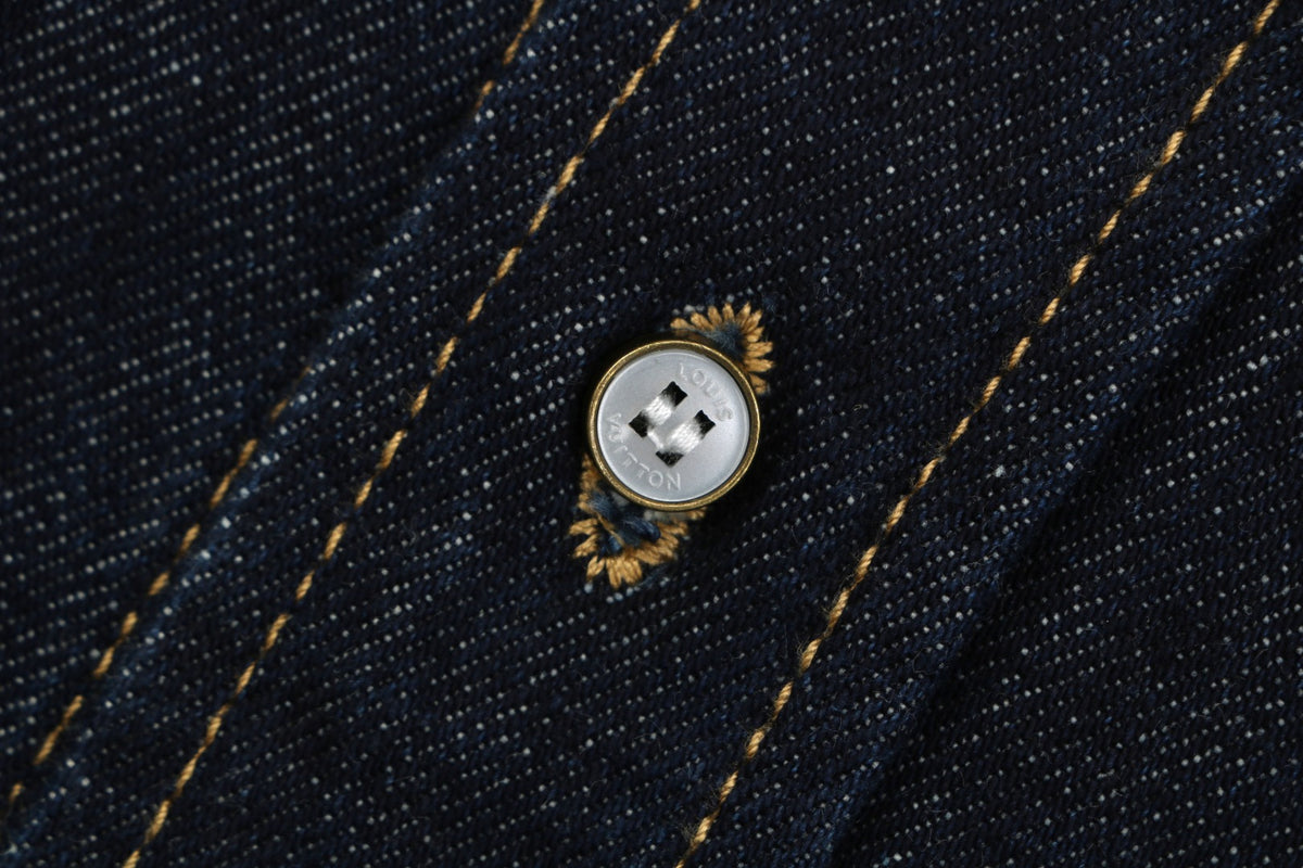 Louis Vuitton LV Monogram Leather Tab Denim Shirt Jacket Indigo