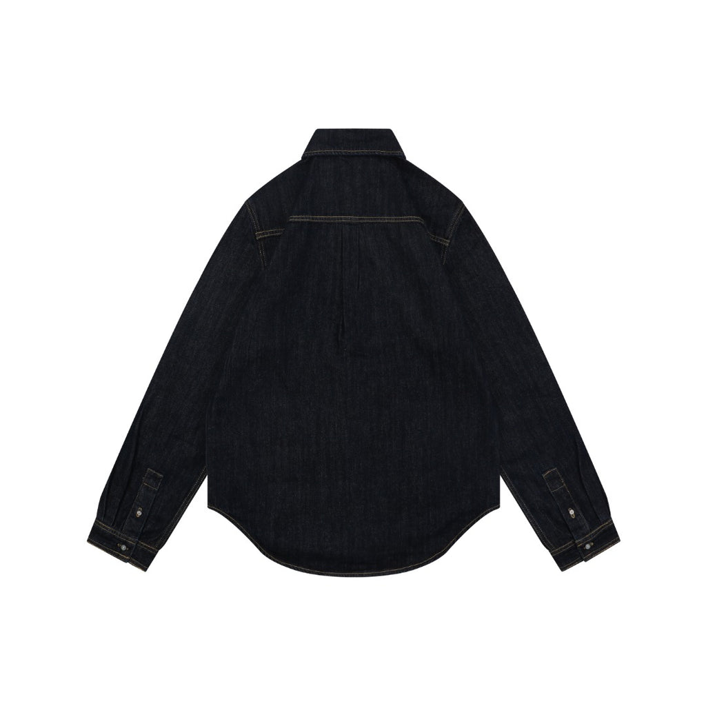 Louis Vuitton LV Monogram Leather Tab Denim Shirt Jacket Indigo