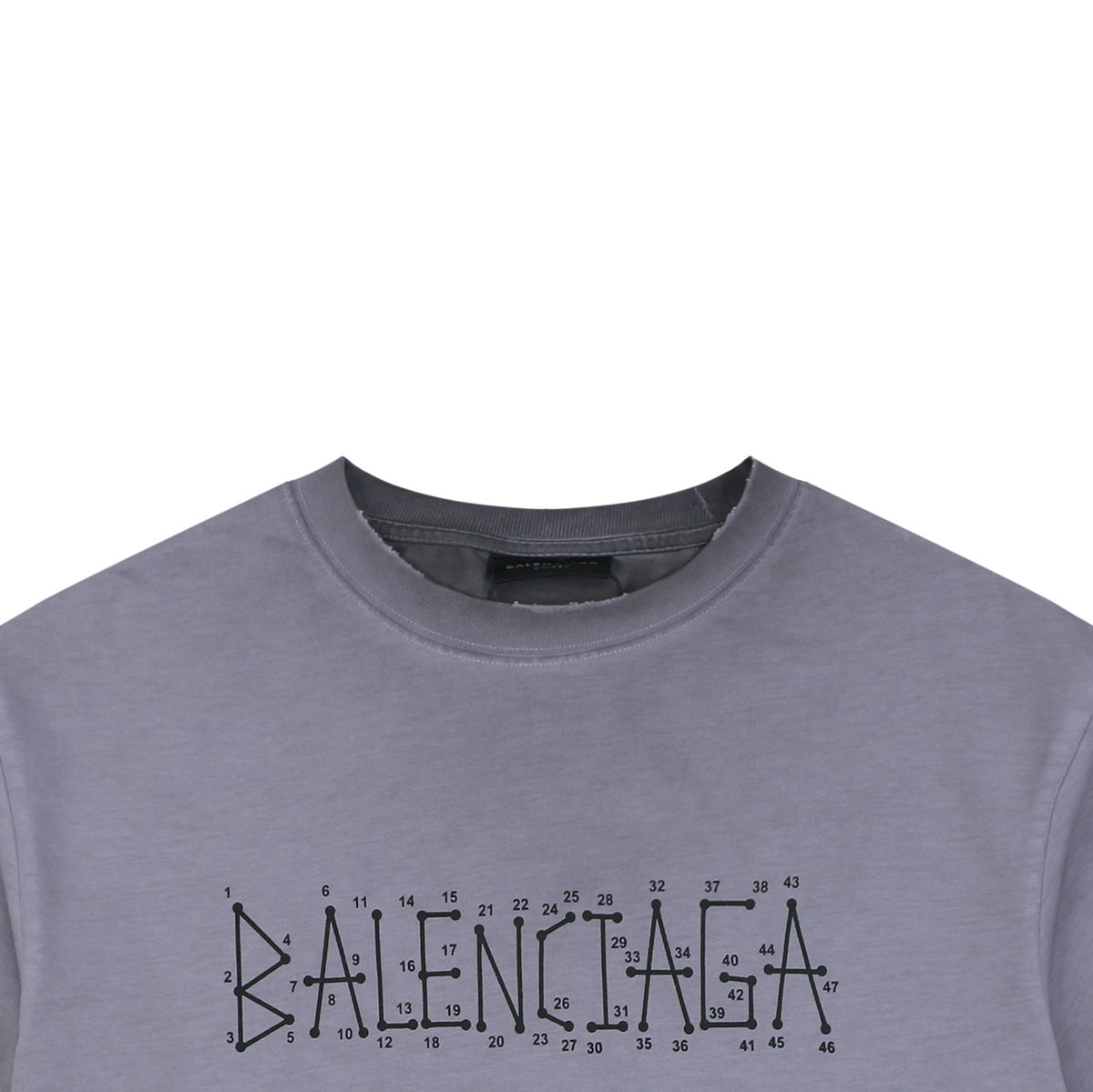 Balenciaga Paris Coordinates Letter Print Tee Slate Grey