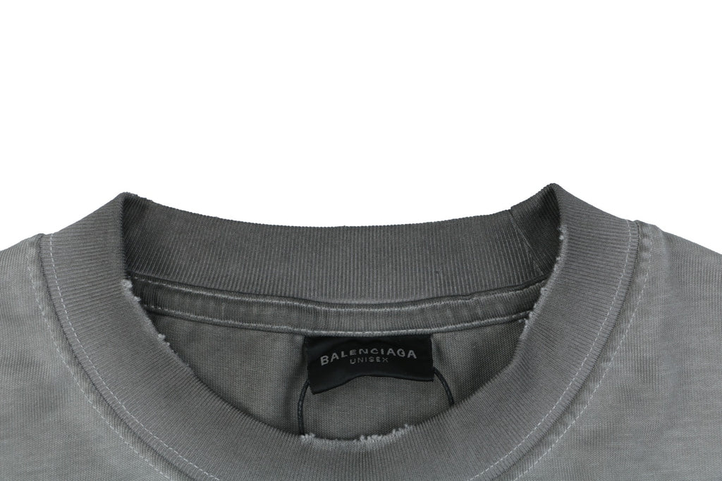 Balenciaga Paris Coordinates Letter Print Tee Light Grey