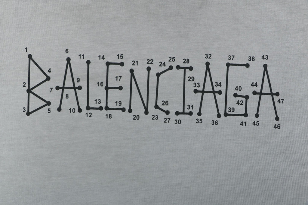 Balenciaga Paris Coordinates Letter Print Tee Light Grey