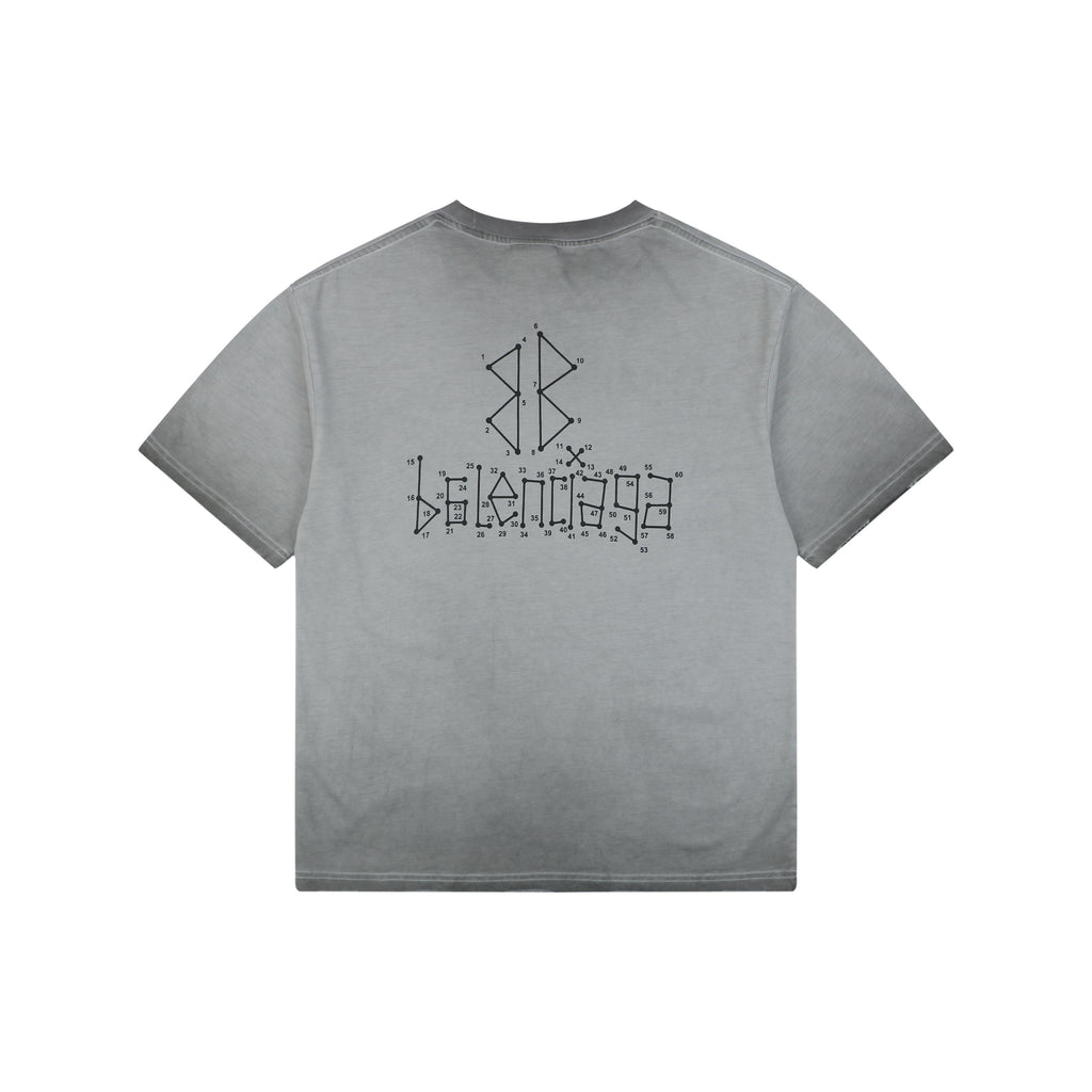 Balenciaga Paris Coordinates Letter Print Tee Light Grey