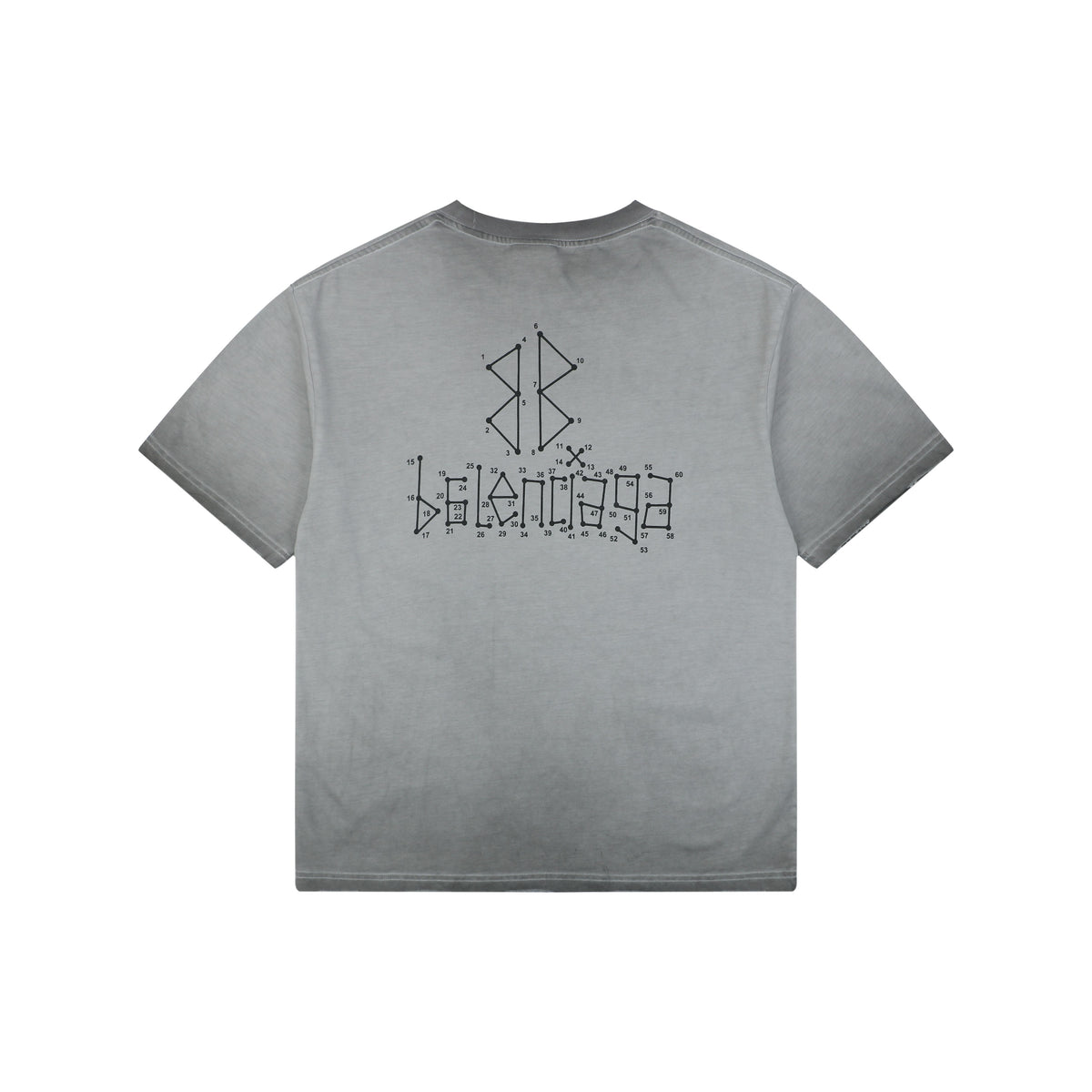 Balenciaga Paris Coordinates Letter Print Tee Light Grey