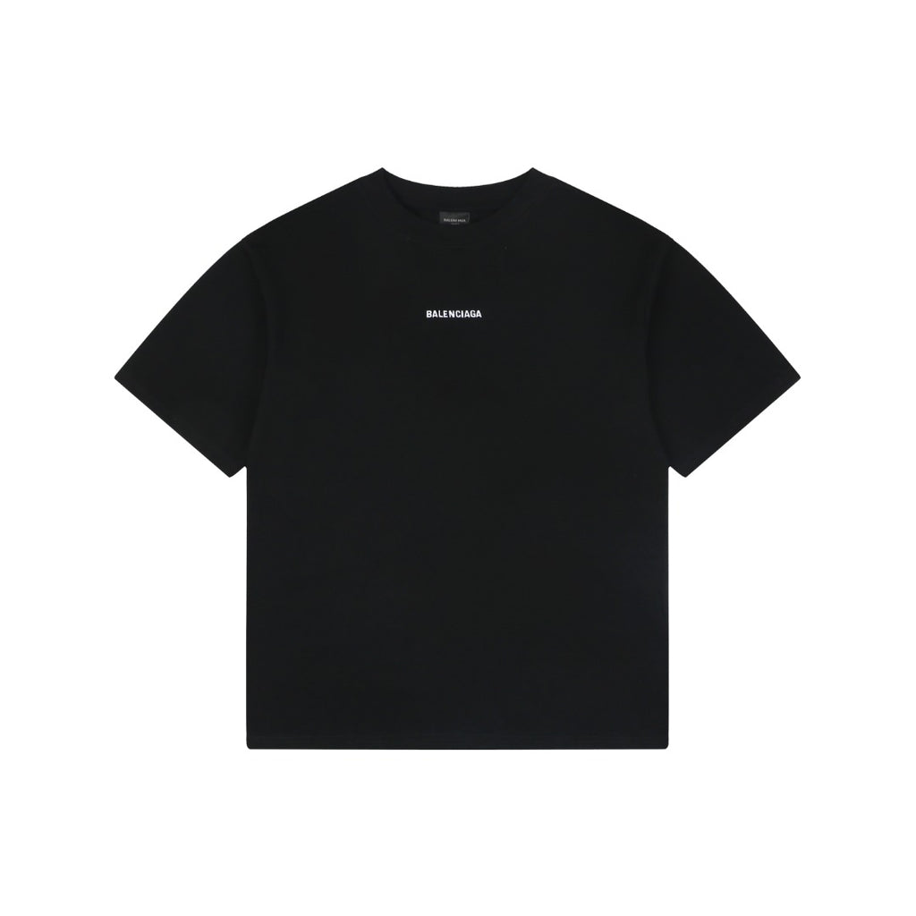 Balenciaga Front-Small Back-Large Letter Embroidery Tee – Black/White