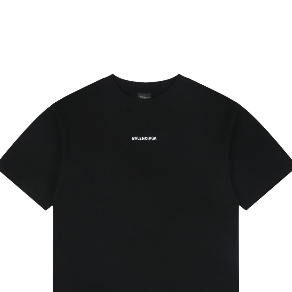 Balenciaga Front-Small Back-Large Letter Embroidery Tee – Black/White