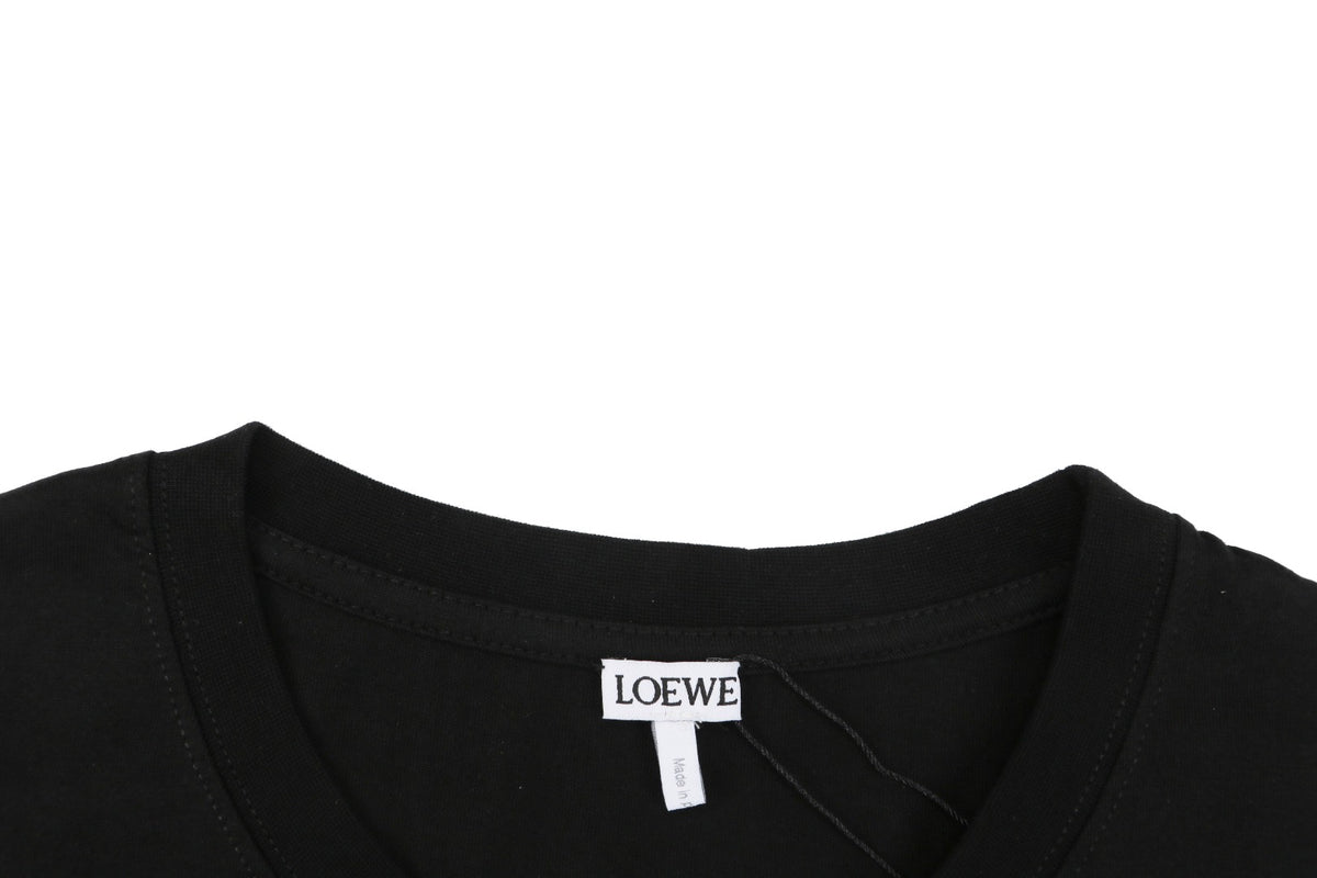 Loewe Pocket Color-Block Half-Anagram Embroidery T-Shirt – Black