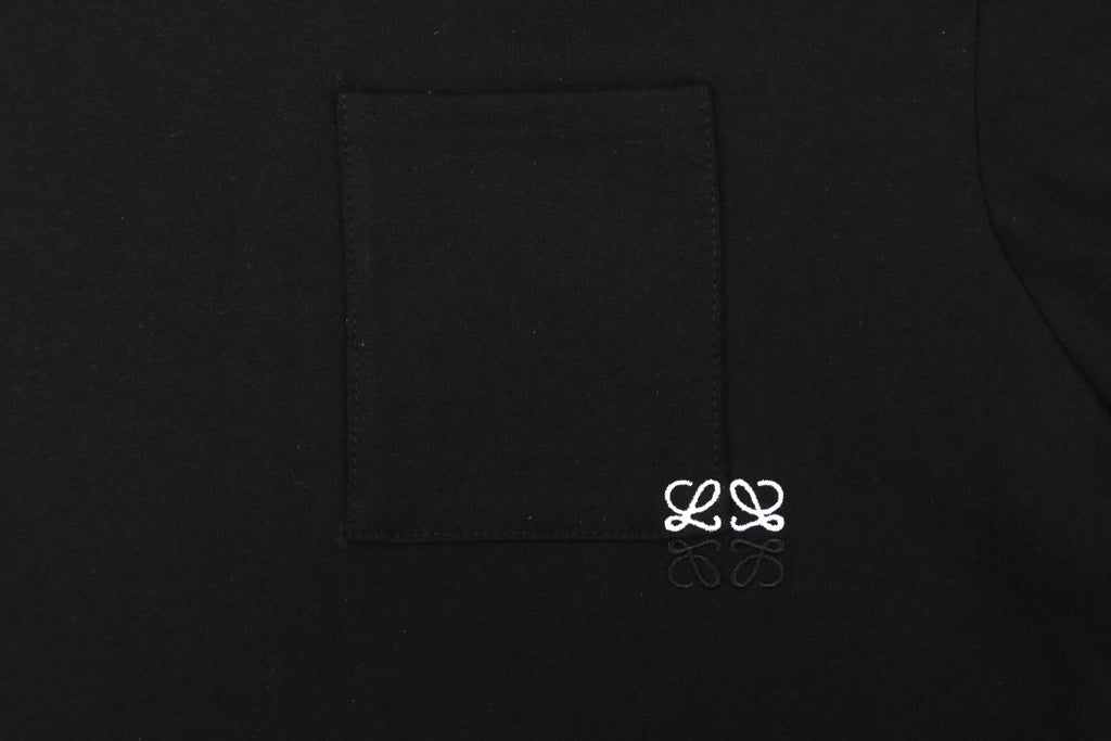 Loewe Pocket Color-Block Half-Anagram Embroidery T-Shirt – Black