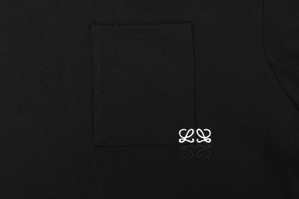 Loewe Pocket Color-Block Half-Anagram Embroidery T-Shirt – Black