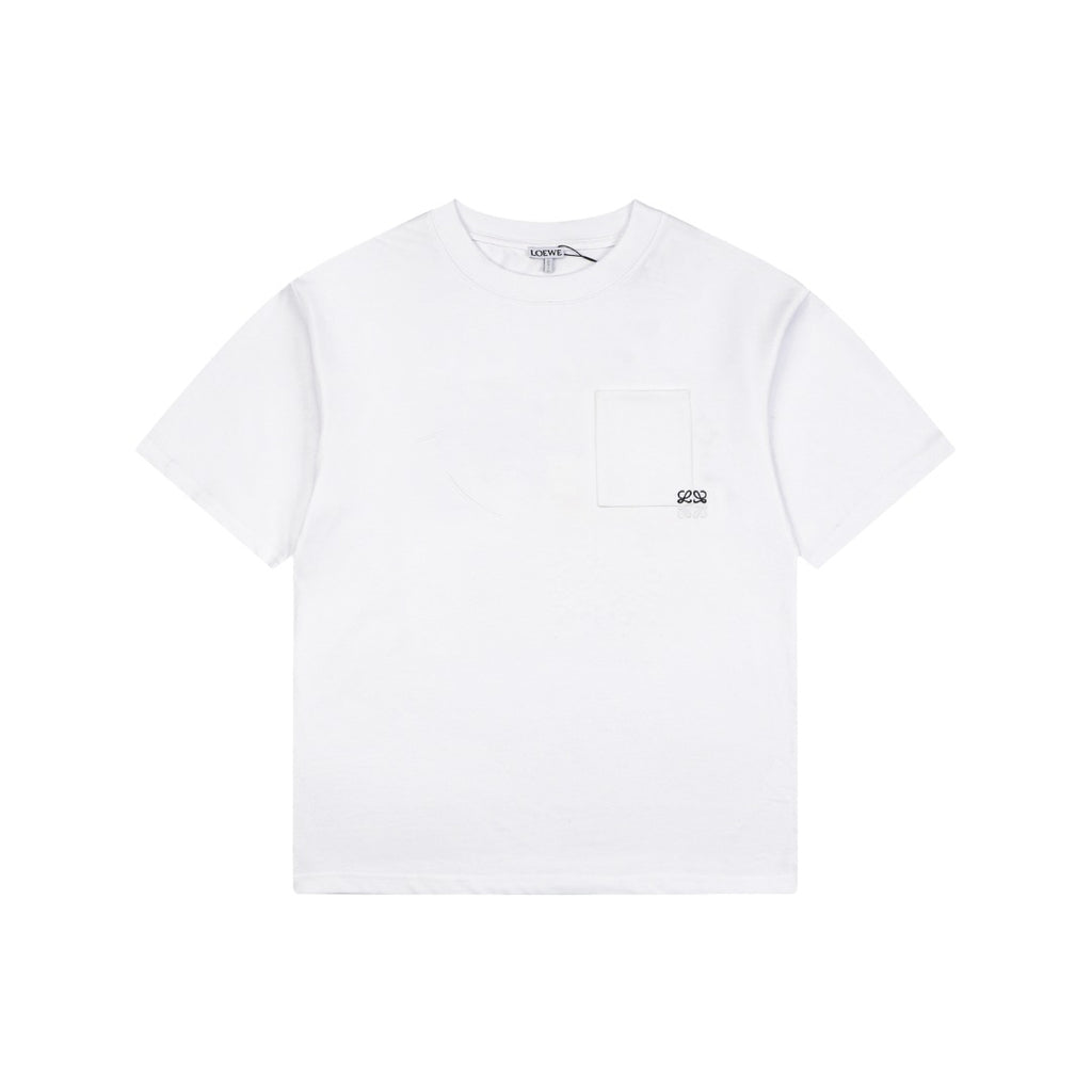 Loewe Pocket Color-Block Half-Anagram Embroidery T-Shirt – White