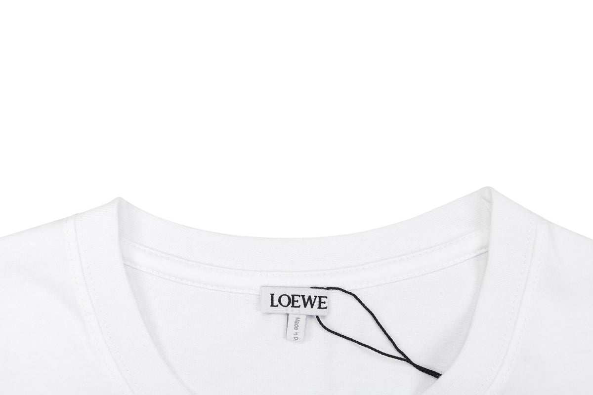 Loewe Pocket Color-Block Half-Anagram Embroidery T-Shirt – White