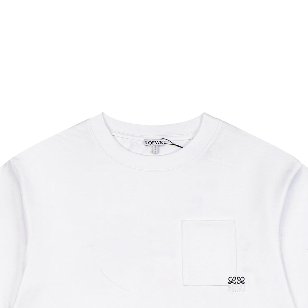 Loewe Pocket Color-Block Half-Anagram Embroidery T-Shirt – White