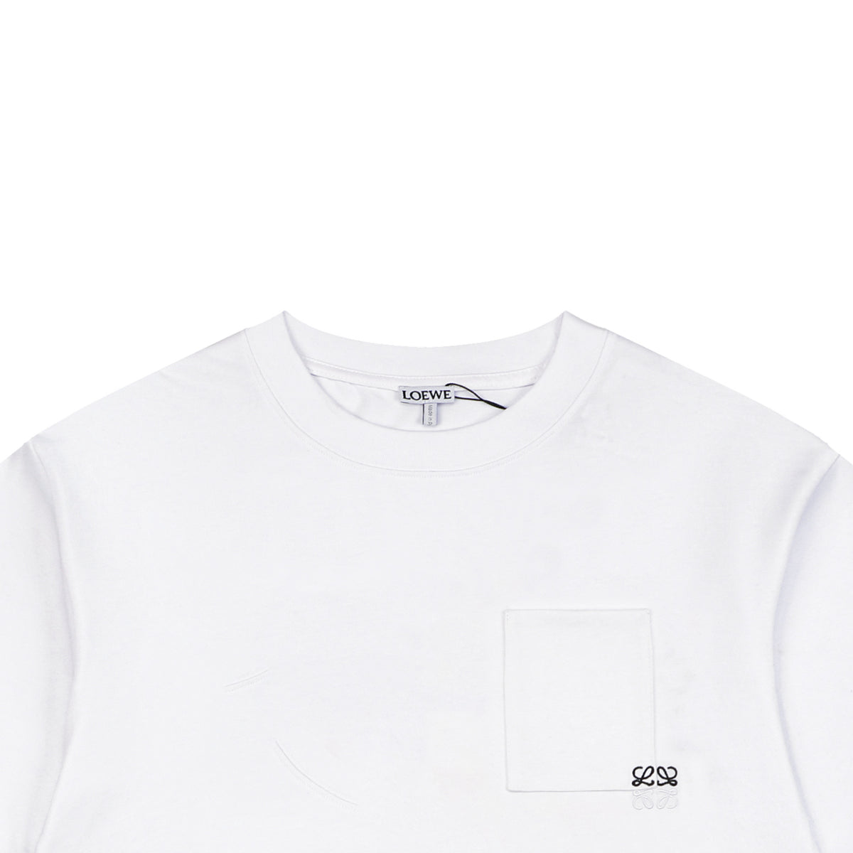 Loewe Pocket Color-Block Half-Anagram Embroidery T-Shirt – White