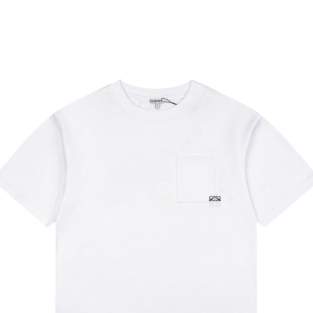 Loewe Pocket Color-Block Half-Anagram Embroidery T-Shirt – White