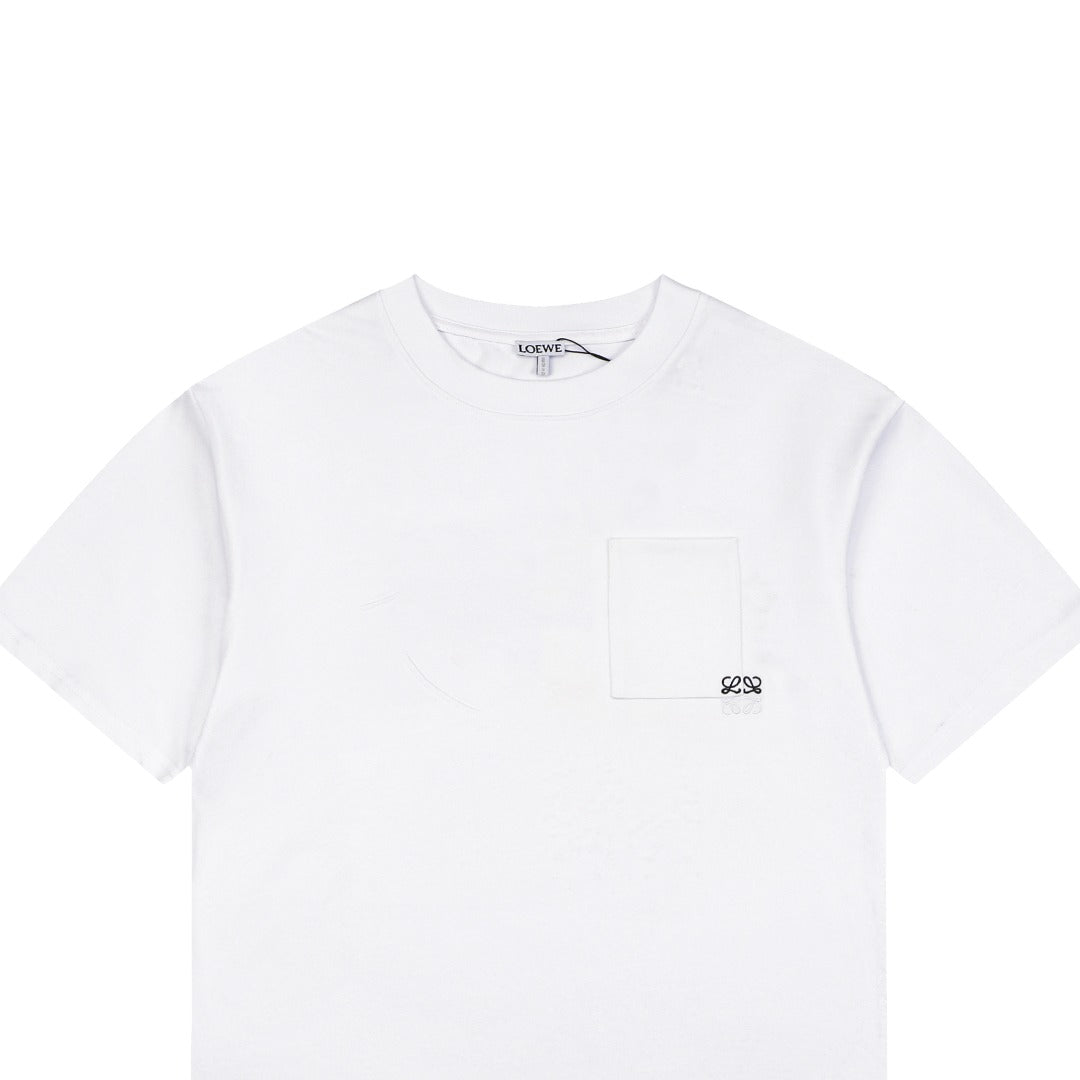 Loewe Pocket Color-Block Half-Anagram Embroidery T-Shirt – White