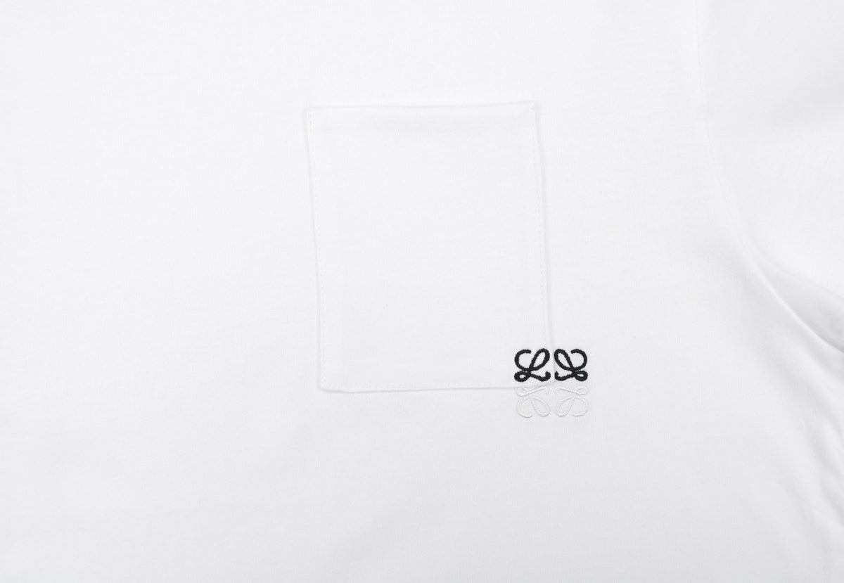 Loewe Pocket Color-Block Half-Anagram Embroidery T-Shirt – White