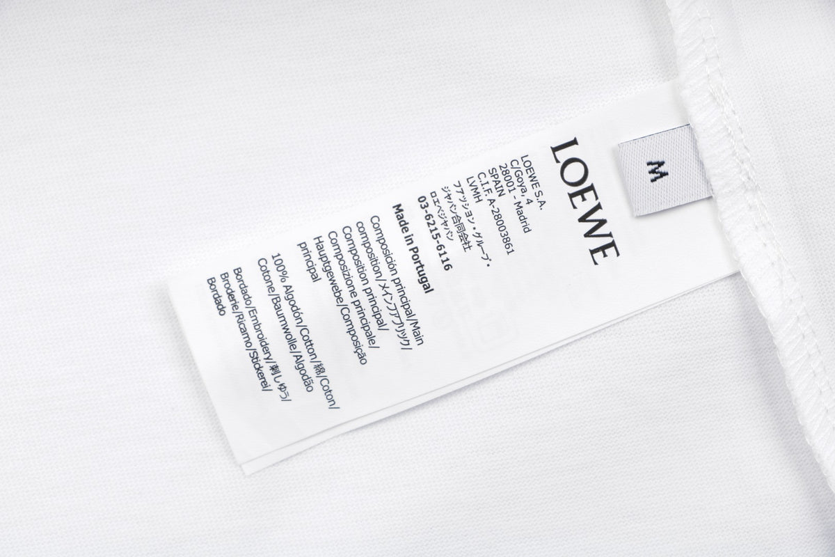 Loewe Pocket Color-Block Half-Anagram Embroidery T-Shirt – White