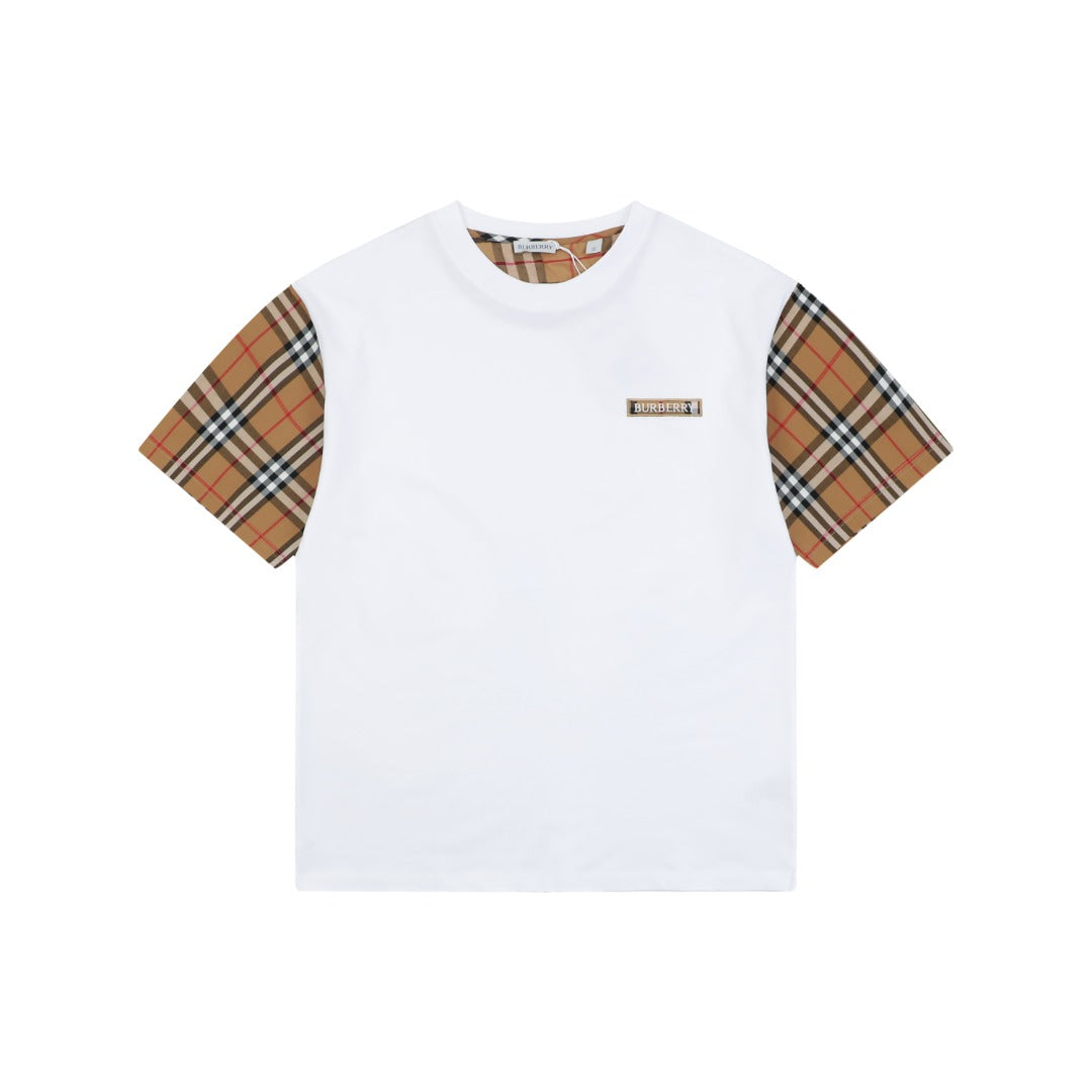 Burberry Vintage Check Sleeve Patchwork Embroidered Badge T-Shirt – White