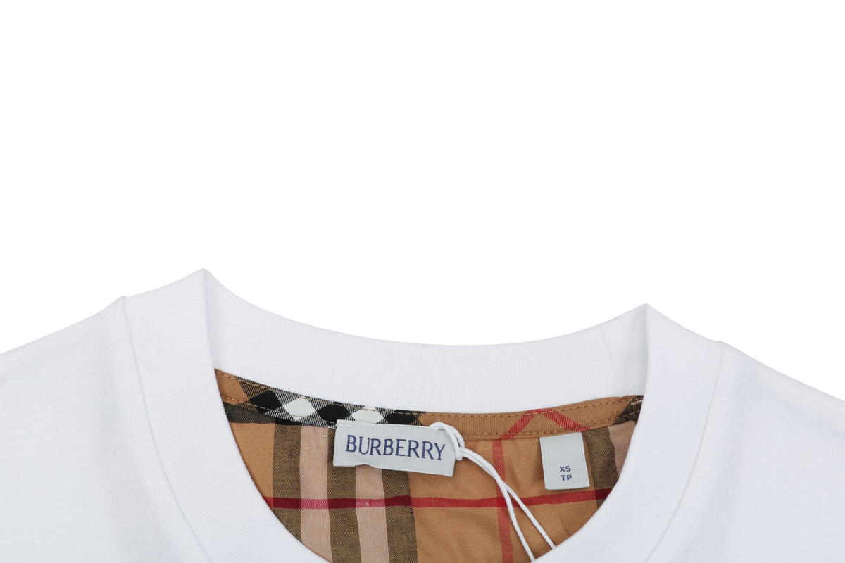 Burberry Vintage Check Sleeve Patchwork Embroidered Badge T-Shirt – White