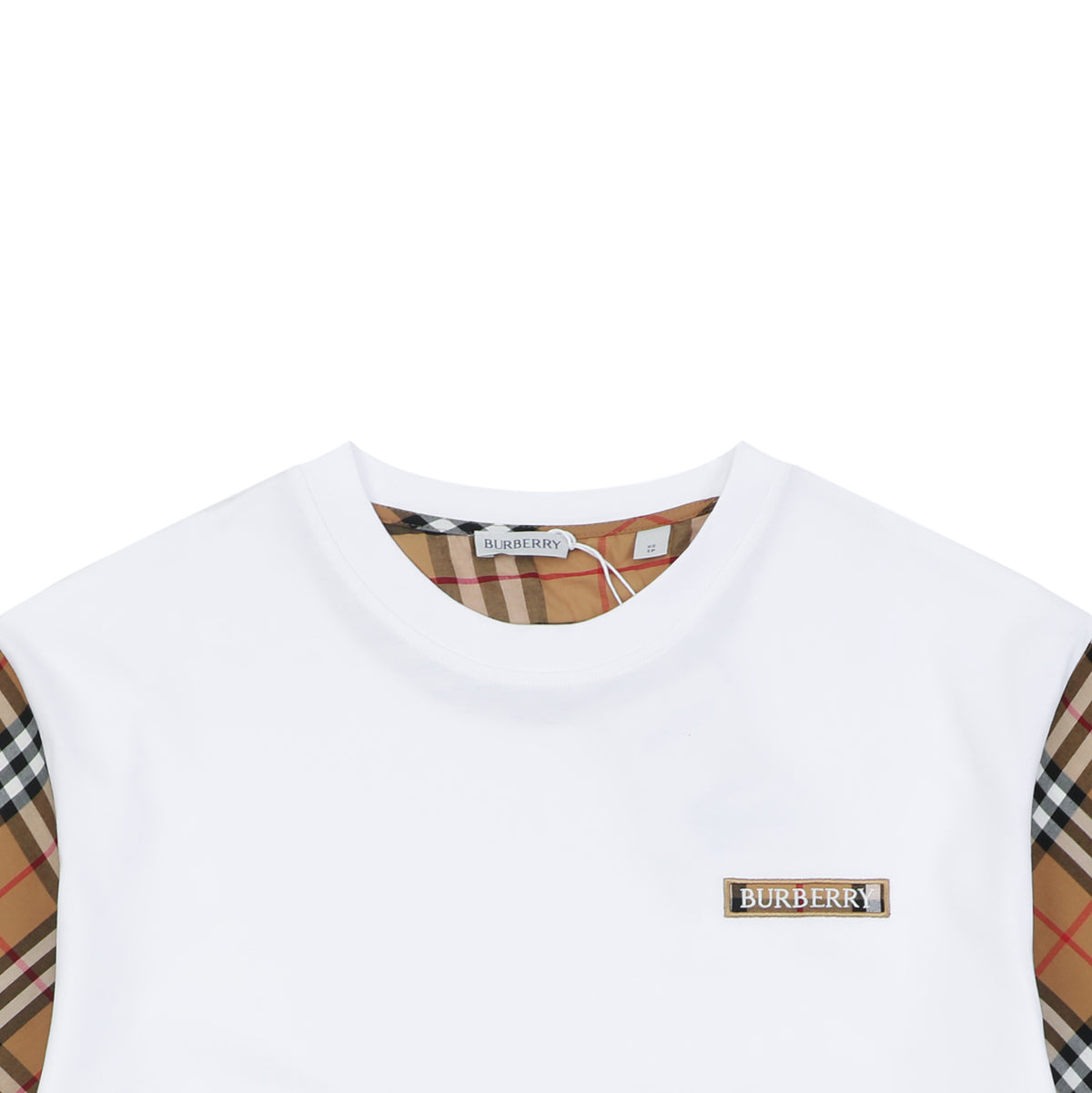 Burberry Vintage Check Sleeve Patchwork Embroidered Badge T-Shirt – White
