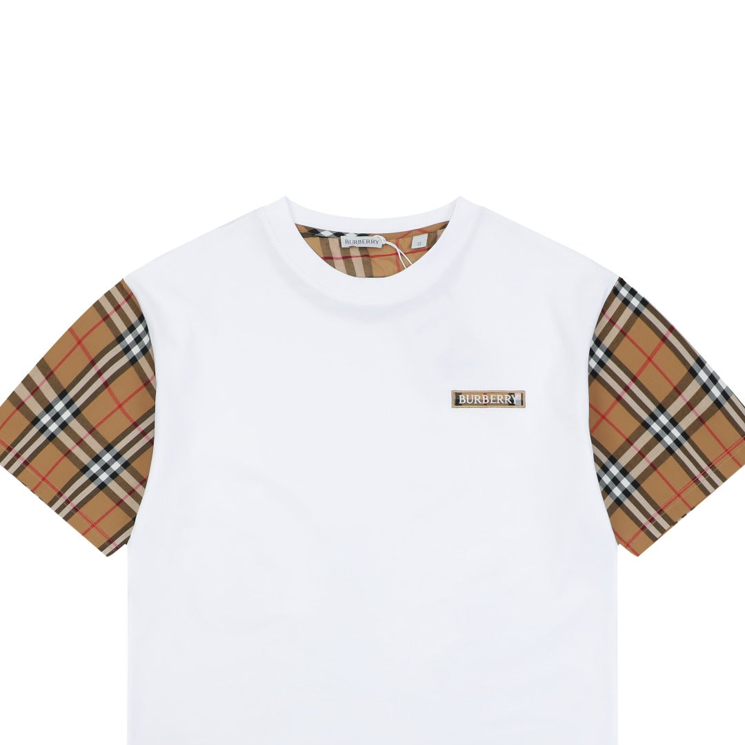 Burberry Vintage Check Sleeve Patchwork Embroidered Badge T-Shirt – White
