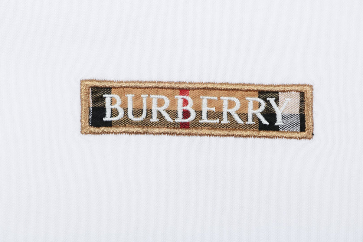 Burberry Vintage Check Sleeve Patchwork Embroidered Badge T-Shirt – White