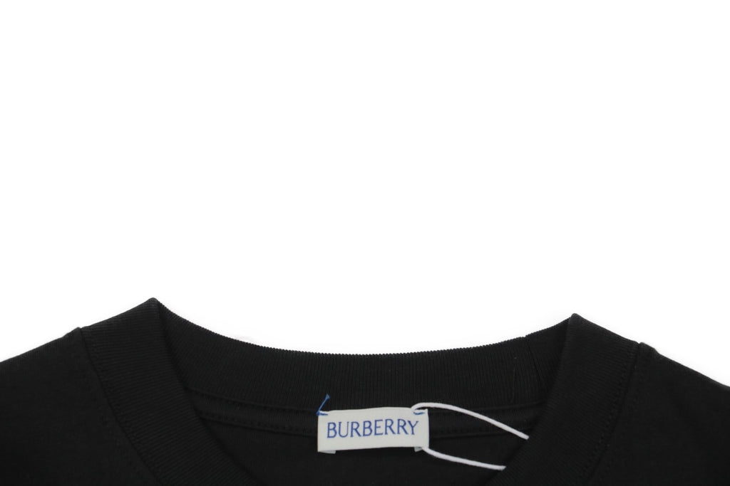 Burberry Gradient Check Equestrian Knight Embroidered T-Shirt – Black