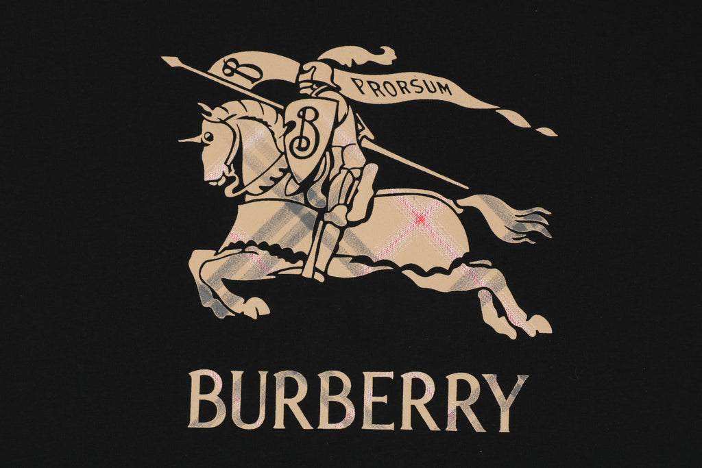 Burberry Gradient Check Equestrian Knight Embroidered T-Shirt – Black