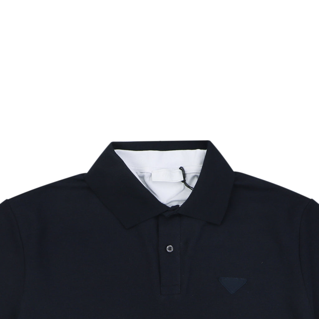 Prada Triangle Logo Faux Two-Piece Polo Shirt – Black