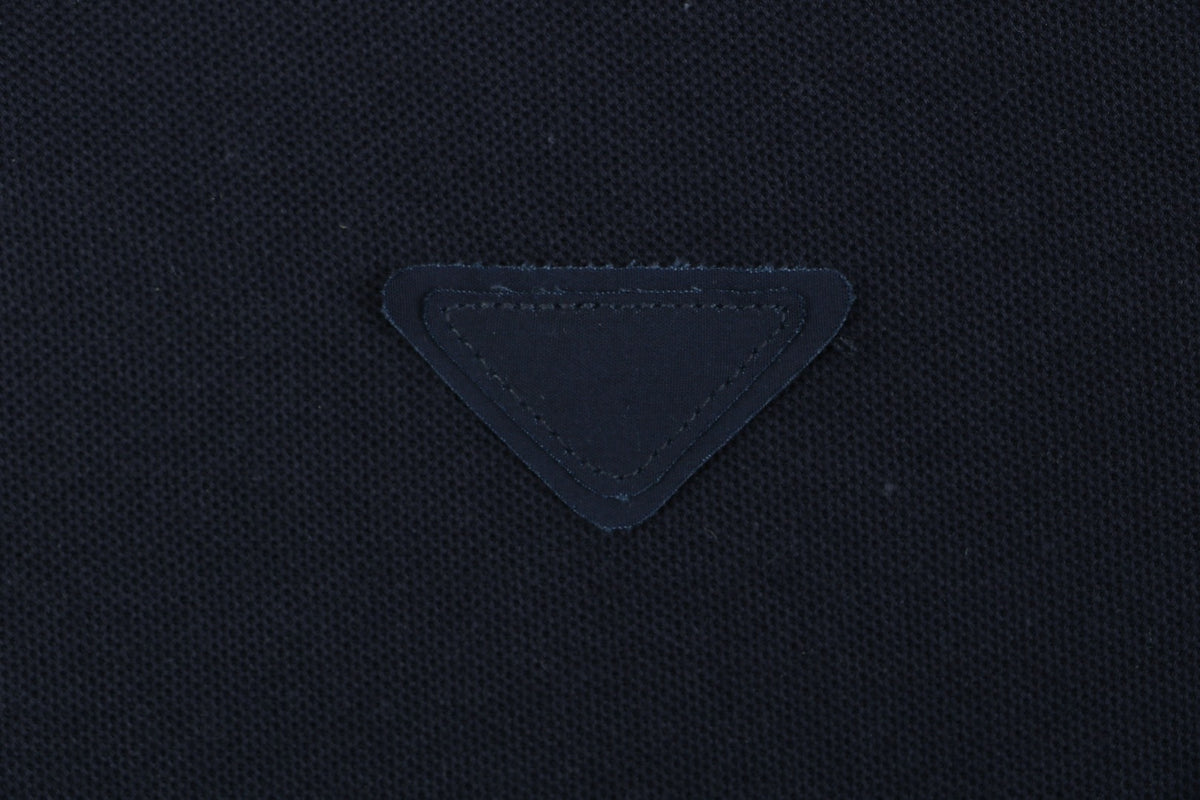Prada Triangle Logo Faux Two-Piece Polo Shirt – Black