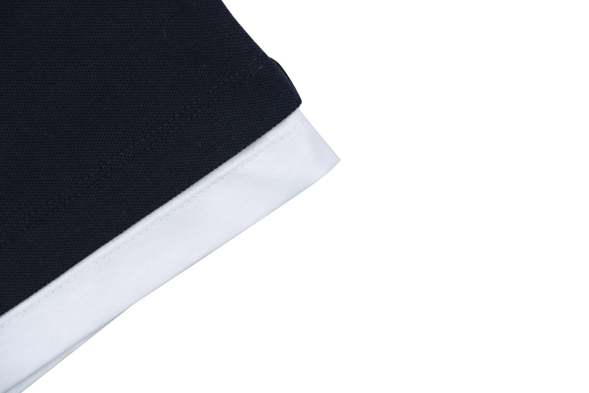 Prada Triangle Logo Faux Two-Piece Polo Shirt – Black