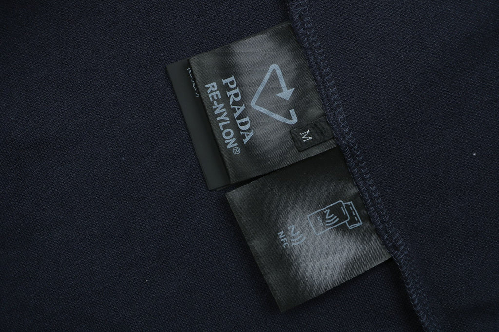 Prada Triangle Logo Faux Two-Piece Polo Shirt – Black
