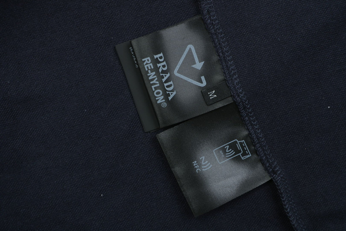 Prada Triangle Logo Faux Two-Piece Polo Shirt – Black
