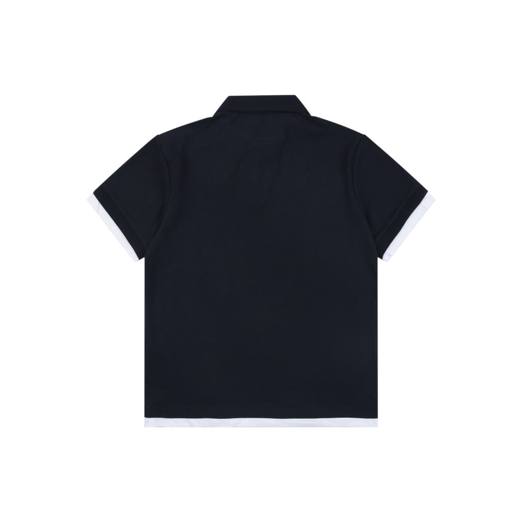 Prada Triangle Logo Faux Two-Piece Polo Shirt – Black