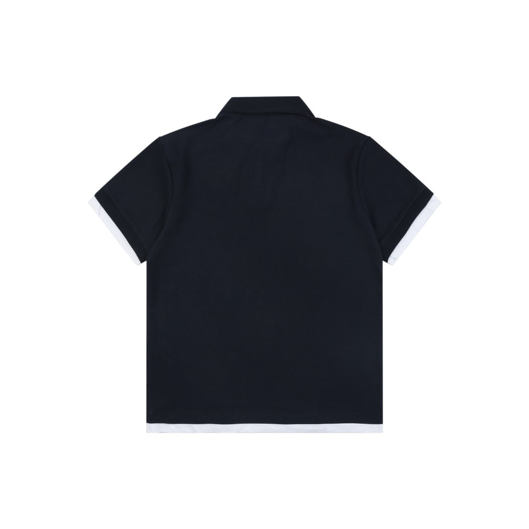 Prada Triangle Logo Faux Two-Piece Polo Shirt – Black