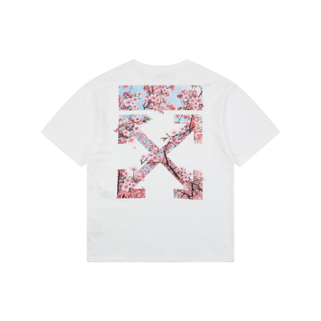 Off-White c/o Virgil Abloh Cherry Blossom Arrow Graphic Short Sleeve Tee — White