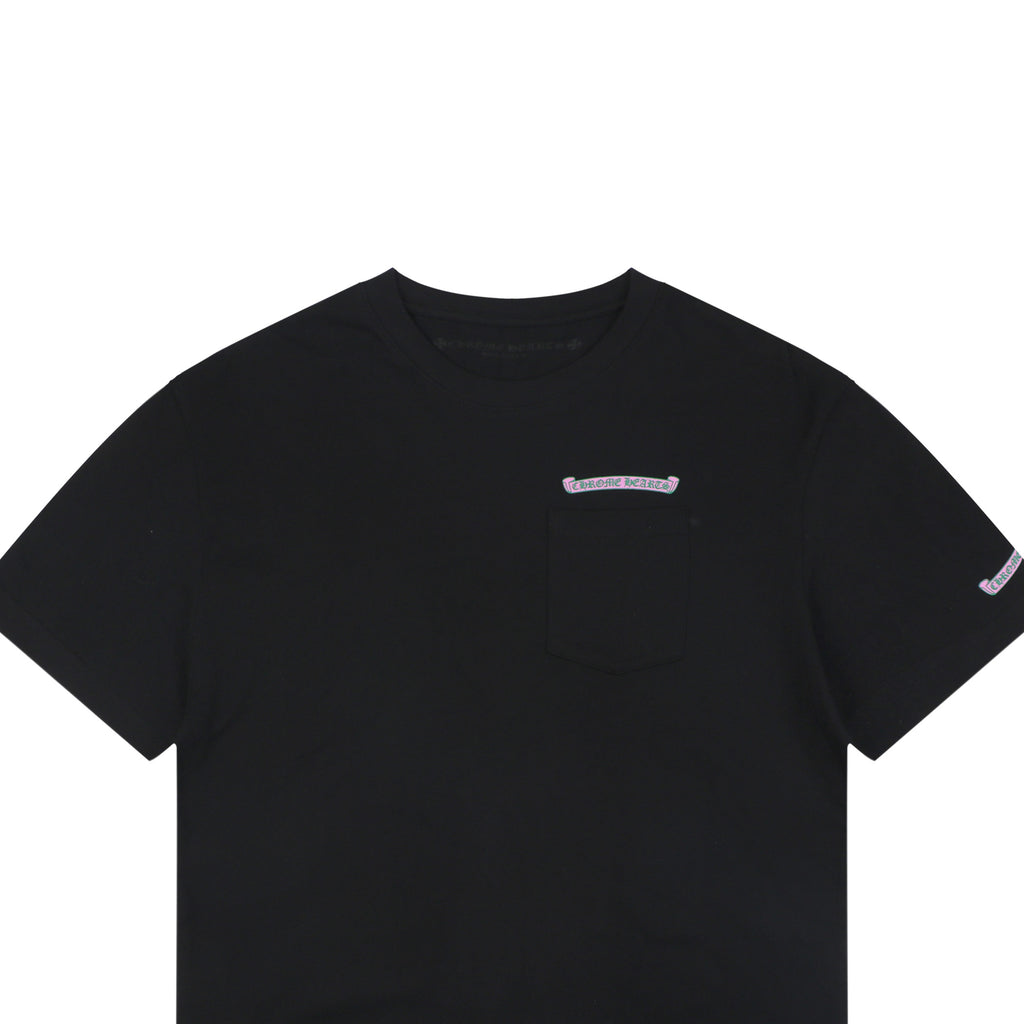 Chrome Hearts Pink & Green Sanskrit Scroll Print T-Shirt – Black