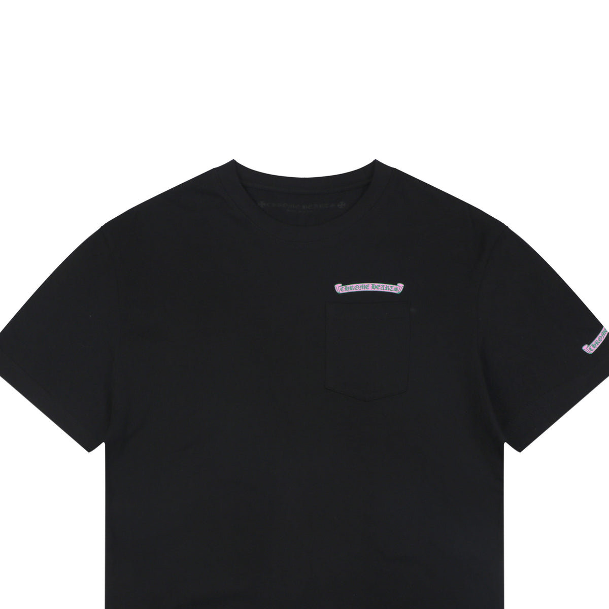 Chrome Hearts Pink & Green Sanskrit Scroll Print T-Shirt – Black