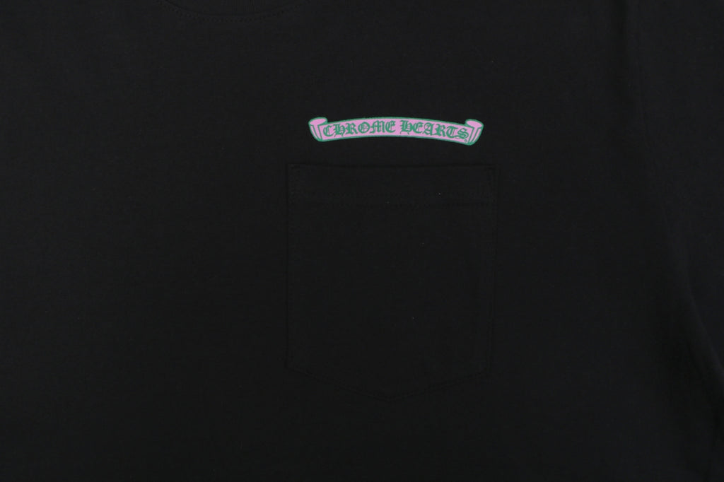 Chrome Hearts Pink & Green Sanskrit Scroll Print T-Shirt – Black