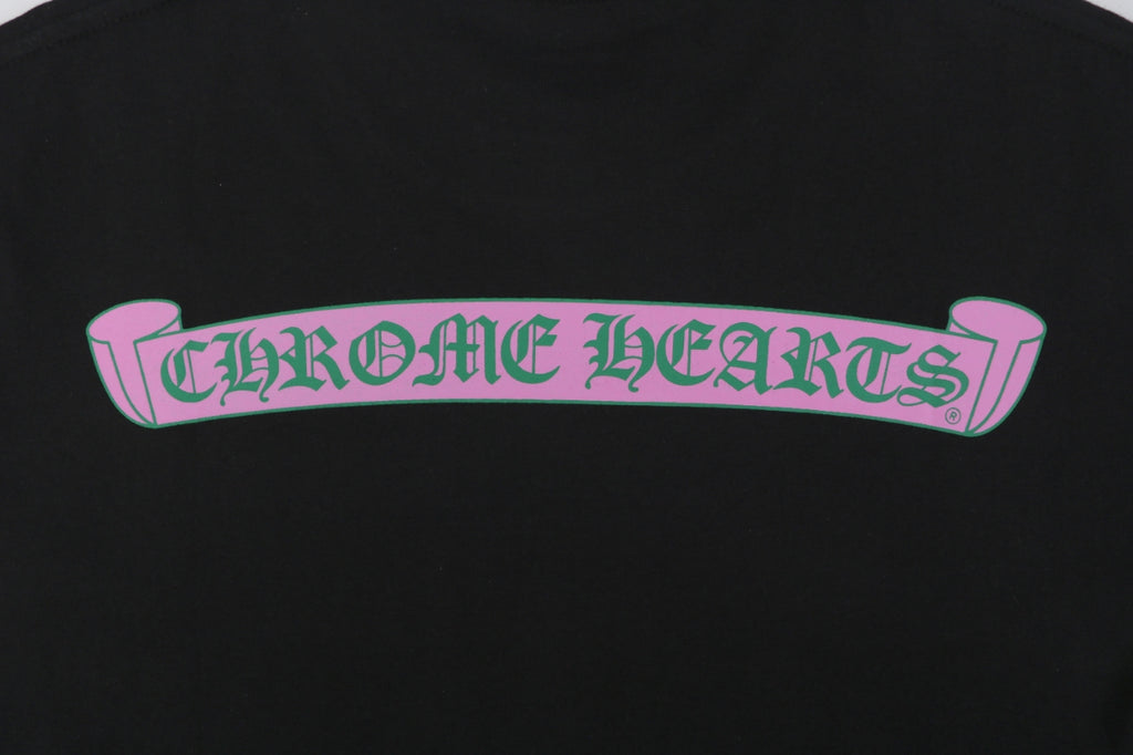 Chrome Hearts Pink & Green Sanskrit Scroll Print T-Shirt – Black