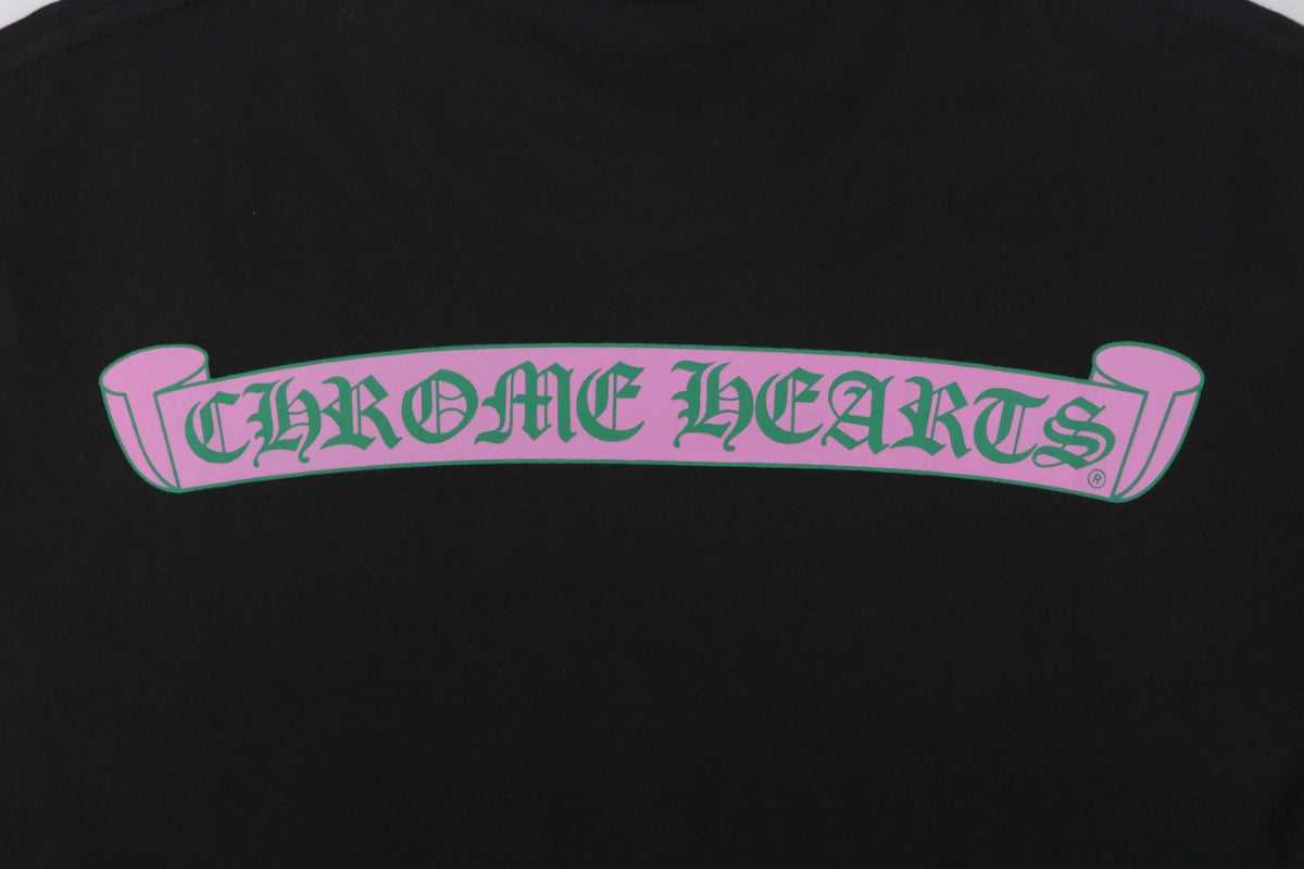 Chrome Hearts Pink & Green Sanskrit Scroll Print T-Shirt – Black