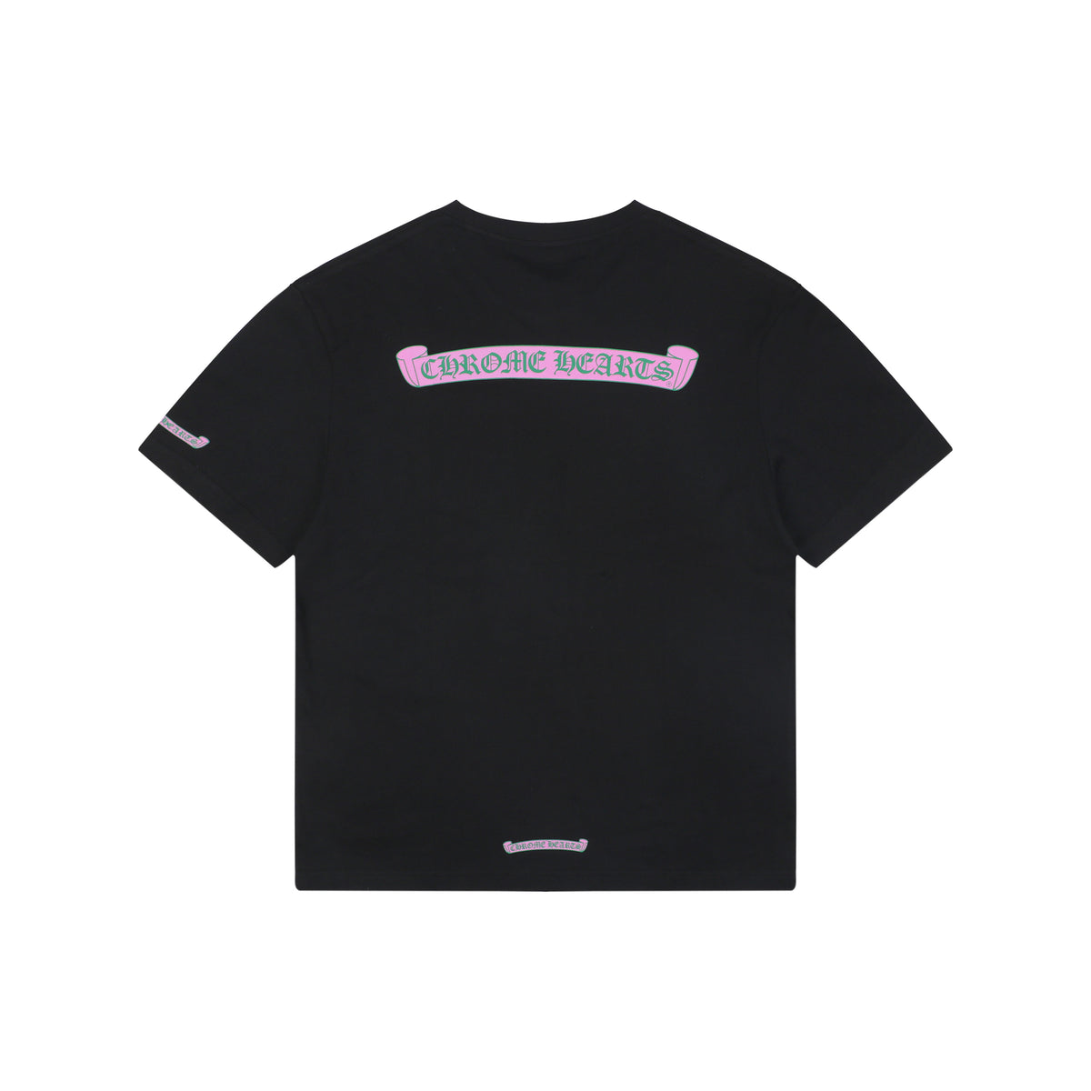 Chrome Hearts Pink & Green Sanskrit Scroll Print T-Shirt – Black