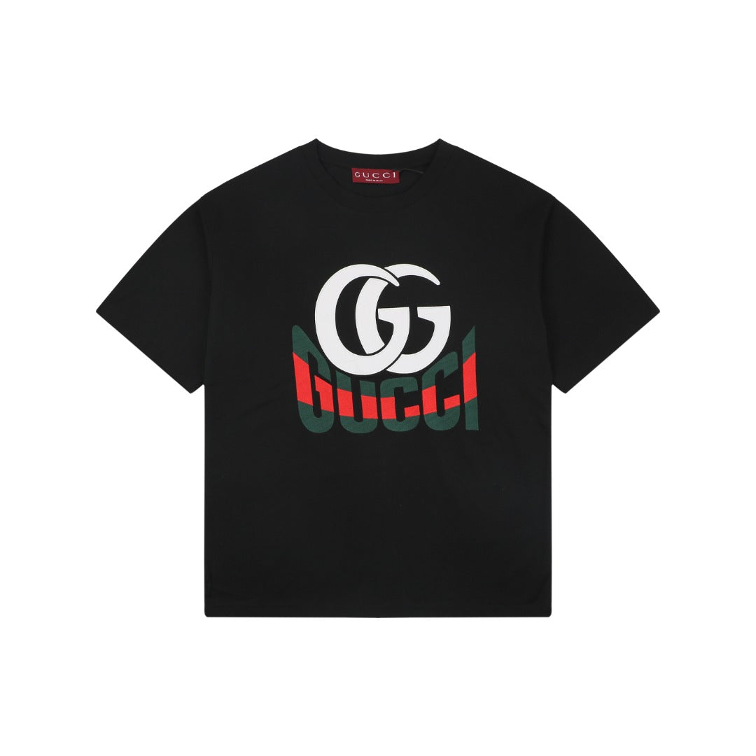 Gucci Double G Letter Graphic Print T-Shirt – Black