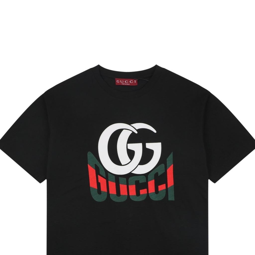 Gucci Double G Letter Graphic Print T-Shirt – Black