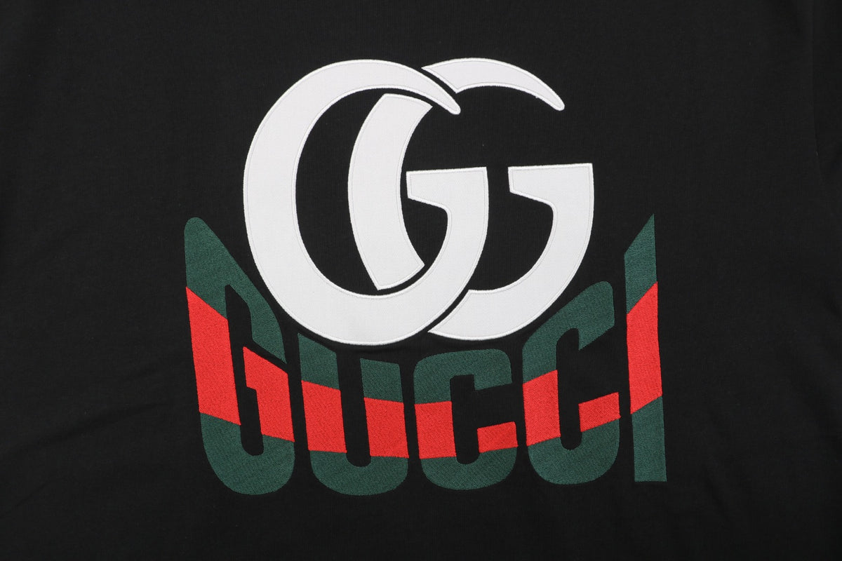 Gucci Double G Letter Graphic Print T-Shirt – Black
