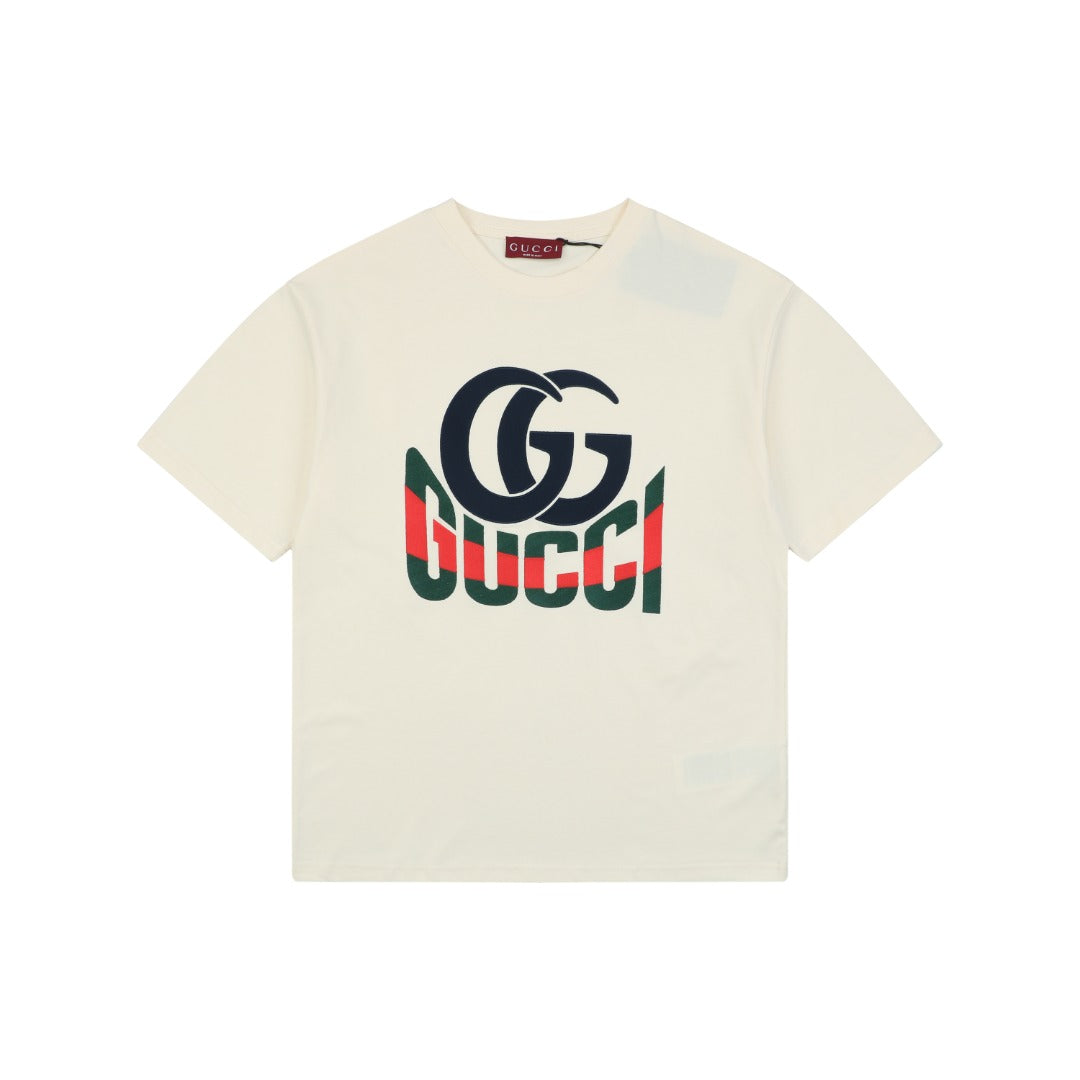 Gucci Double G Letter Graphic Print T-Shirt – Cream