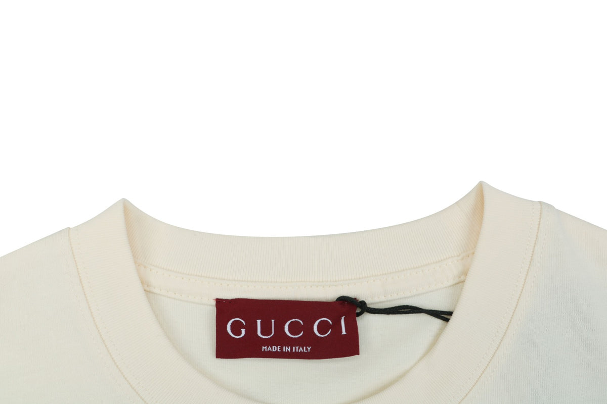 Gucci Double G Letter Graphic Print T-Shirt – Cream