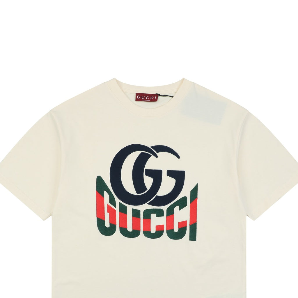 Gucci Double G Letter Graphic Print T-Shirt – Cream