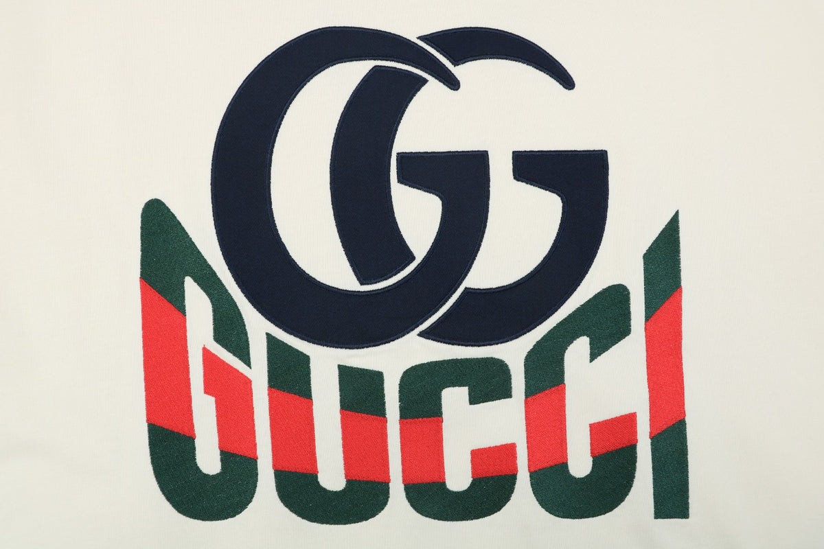 Gucci Double G Letter Graphic Print T-Shirt – Cream