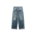 Acne Studios 1981M Distressed Raw-Hem Graphic Print Jeans
